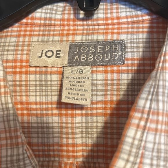 Joseph Abboud Long Sleeve Button Down Shirt Size Large Men’s Beige Orange - Picture 3 of 6